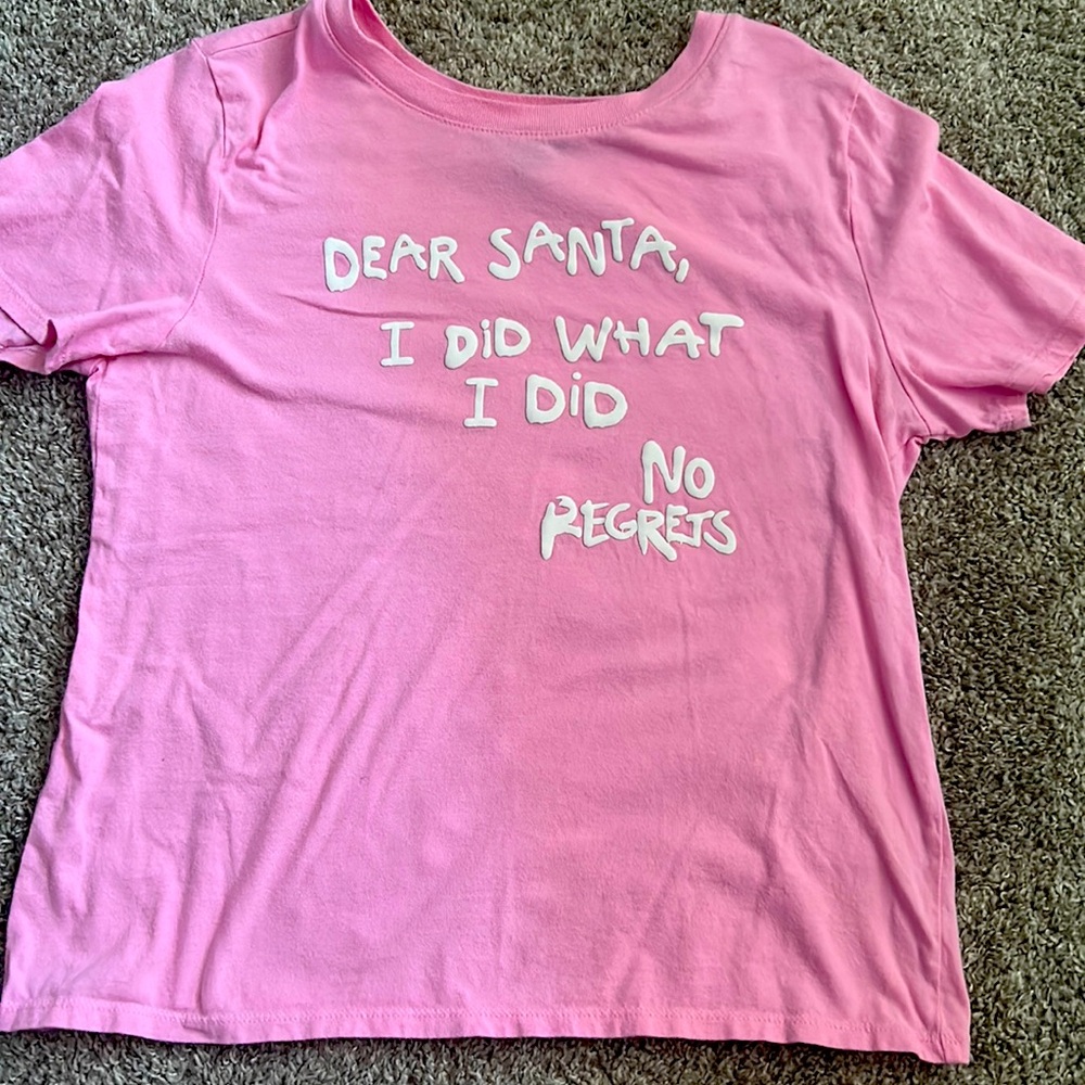 Pink and white tee shirt